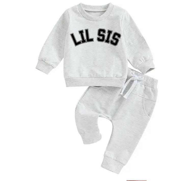 Lil sis Baby girl sweatshirt and pants outfit | Newborn | sister shirt | sweatshirt newborn Clothes | Baby Gift | Baby girl crewneck /