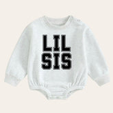 Soft warm fleece Baby girl lil sis Sweatshirt Romper / bubble / onesie / baby clothes / baby girl sister / baby sis / outfit / gift