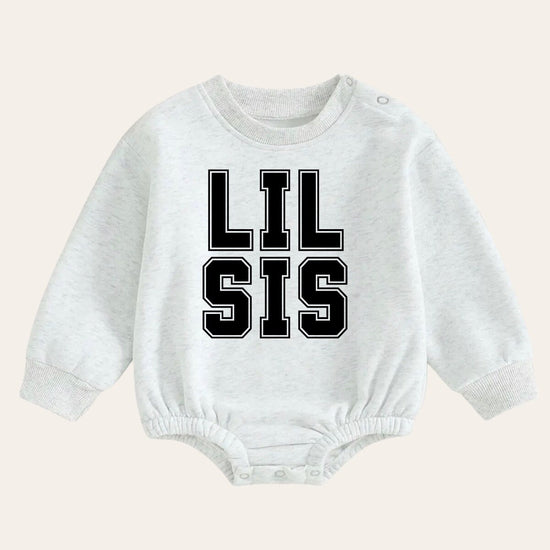 Soft warm fleece Baby girl lil sis Sweatshirt Romper / bubble / onesie / baby clothes / baby girl sister / baby sis / outfit / gift