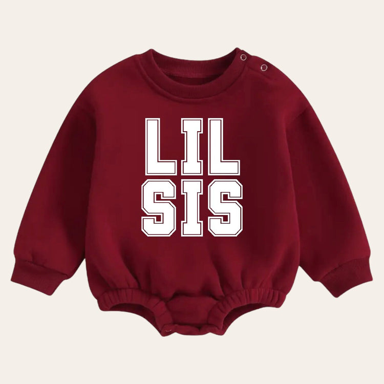 Soft warm fleece Baby girl lil sis Sweatshirt Romper / bubble / onesie / baby clothes / baby girl sister / baby sis / outfit / gift
