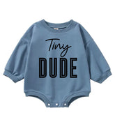 Tiny dude baby SWEATSHIRT Romper bodysuit / baby clothes / baby sweater / bubble onesie / baby girl / baby gift / baby boy / new baby
