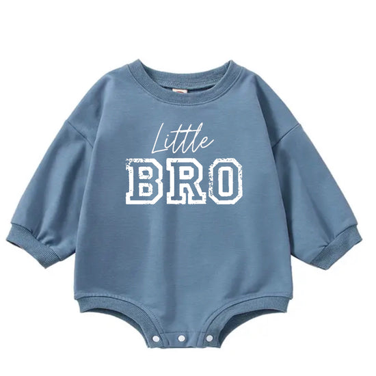 Little bro baby SWEATSHIRT Romper bodysuit / baby boy clothes / baby sweater / bubble onesie / baby brother / baby gift / new baby /announce