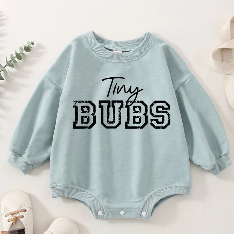 Tiny bubs baby SWEATSHIRT Romper bodysuit / baby clothes / baby sweater / bubble onesie / baby girl / baby gift / baby boy / new baby