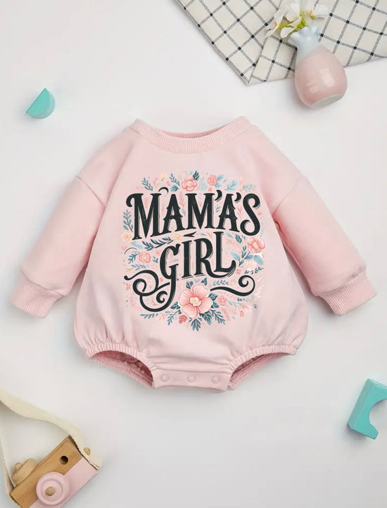 mamas girl baby SWEATSHIRT Romper bodysuit / baby clothes / baby sweater / bubble onesie / baby girl / baby gift / newborn / new baby