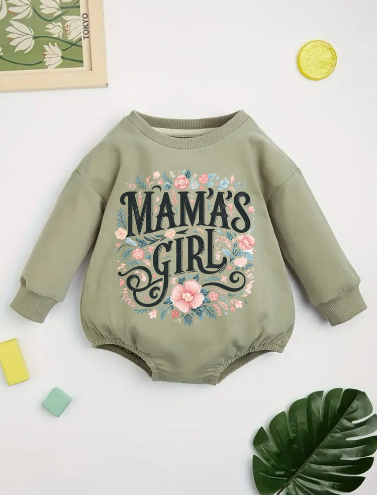 mamas girl baby SWEATSHIRT Romper bodysuit / baby clothes / baby sweater / bubble onesie / baby girl / baby gift / newborn / new baby