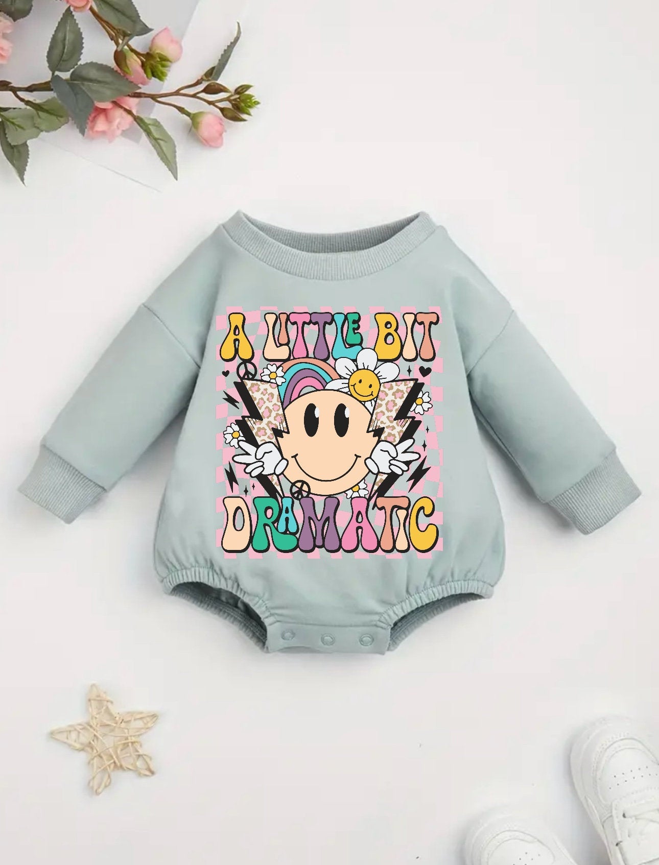 Retro baby girl SWEATSHIRT Romper bodysuit / baby clothes / baby sweater / bubble onesie / baby girl / baby gift / newborn / new baby
