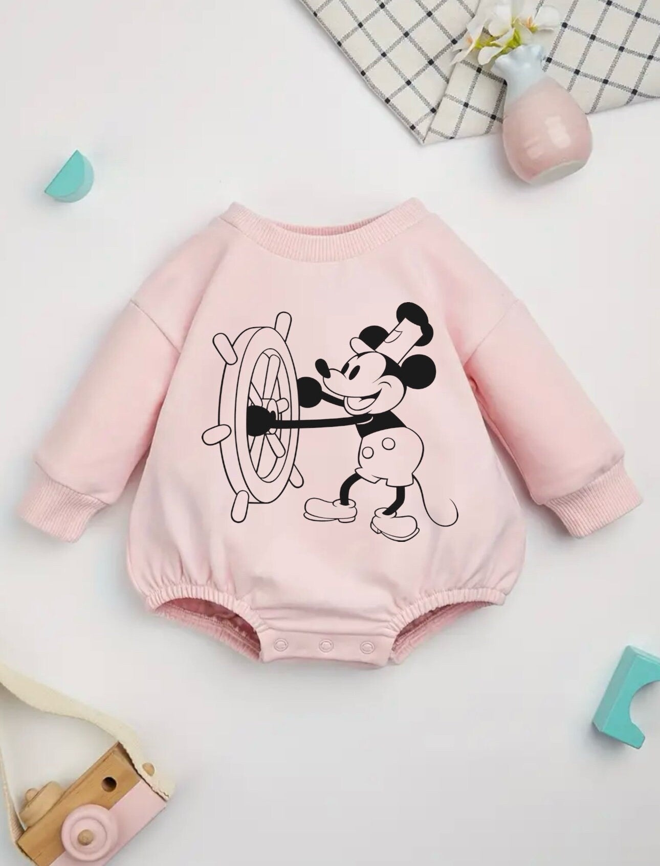 baby mickey SWEATSHIRT Romper bodysuit / baby clothes / baby sweater / bubble onesie / baby girl / baby gift / newborn / new baby