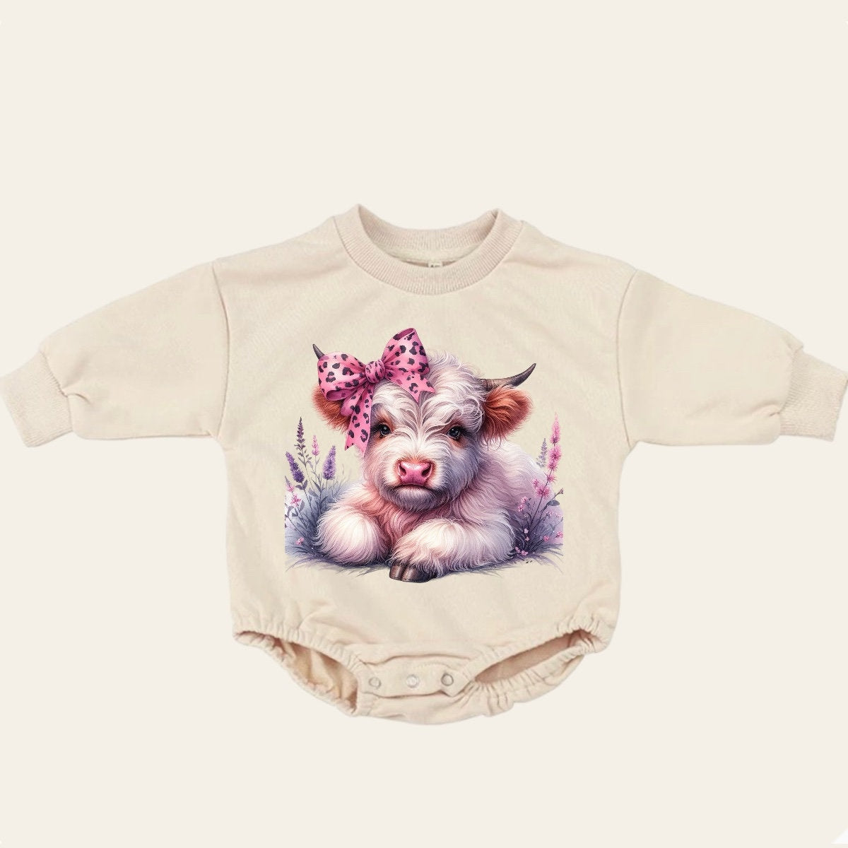 Highland cow soft Western Baby Sweatshirt ROMPER bodysuit / baby clothes/ baby sweat / baby girl / newborn / baby boy / infant / baby gift