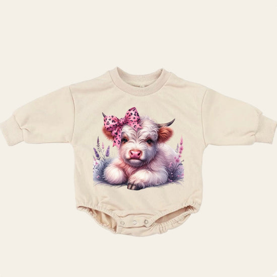 Highland cow soft Western Baby Sweatshirt ROMPER bodysuit / baby clothes/ baby sweat / baby girl / newborn / baby boy / infant / baby gift