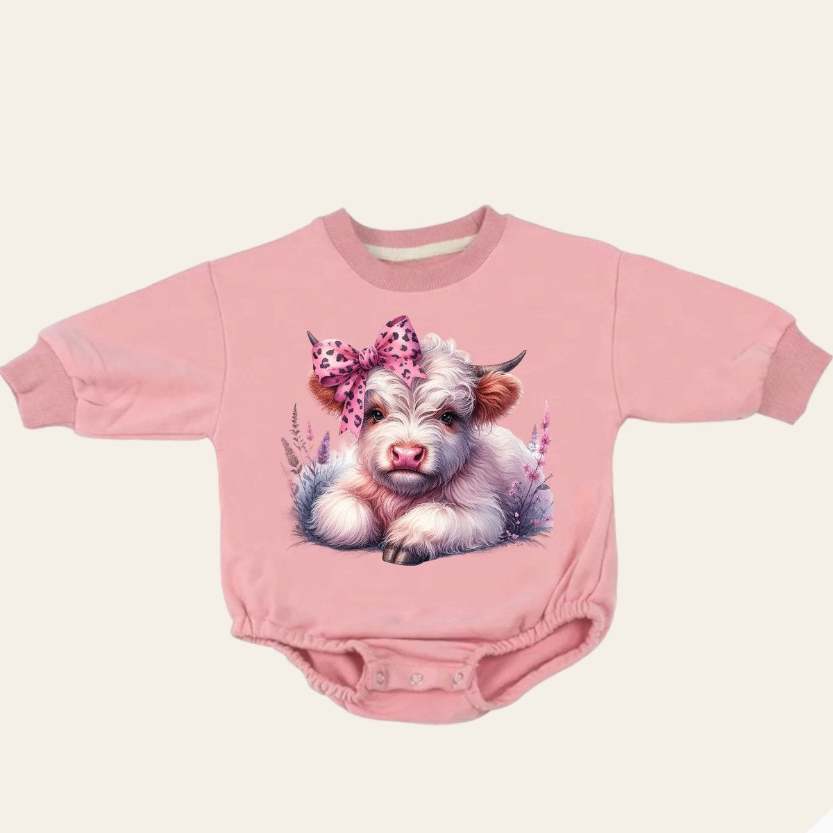 Highland cow soft Western Baby Sweatshirt ROMPER bodysuit / baby clothes/ baby sweat / baby girl / newborn / baby boy / infant / baby gift