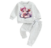 Western highland cow Baby Outfit sweatshirt and pants / baby clothes / baby girl / baby girl boy / baby shower / baby gift \ baby sweat /