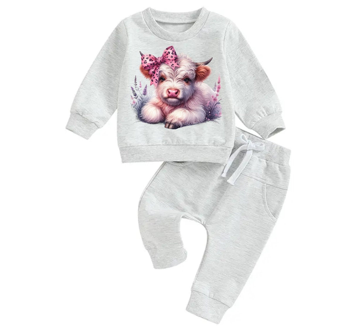Western highland cow Baby Outfit sweatshirt and pants / baby clothes / baby girl / baby girl boy / baby shower / baby gift \ baby sweat /