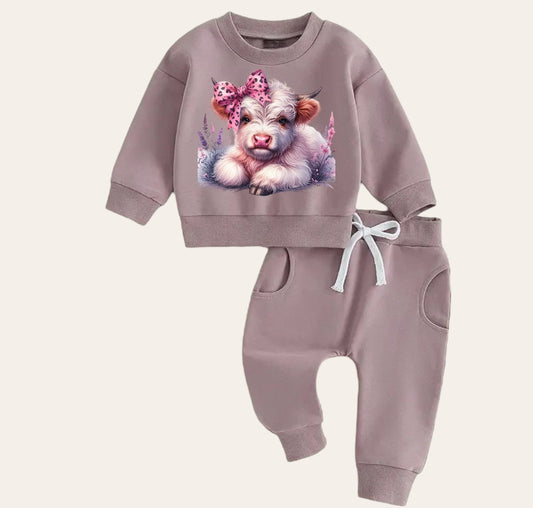 Western highland cow Baby Outfit sweatshirt and pants / baby clothes / baby girl / baby girl boy / baby shower / baby gift \ baby sweat /