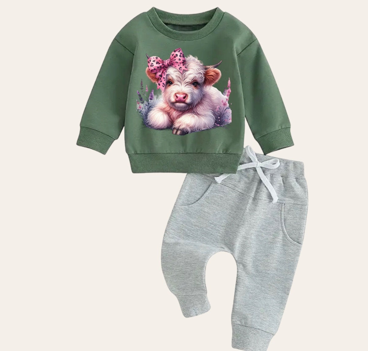 Western highland cow Baby Outfit sweatshirt and pants / baby clothes / baby girl / baby girl boy / baby shower / baby gift \ baby sweat /