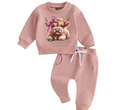 Western highland cow Baby Outfit sweatshirt and pants / baby clothes / baby girl / baby girl boy / baby shower / baby gift \ baby sweat /