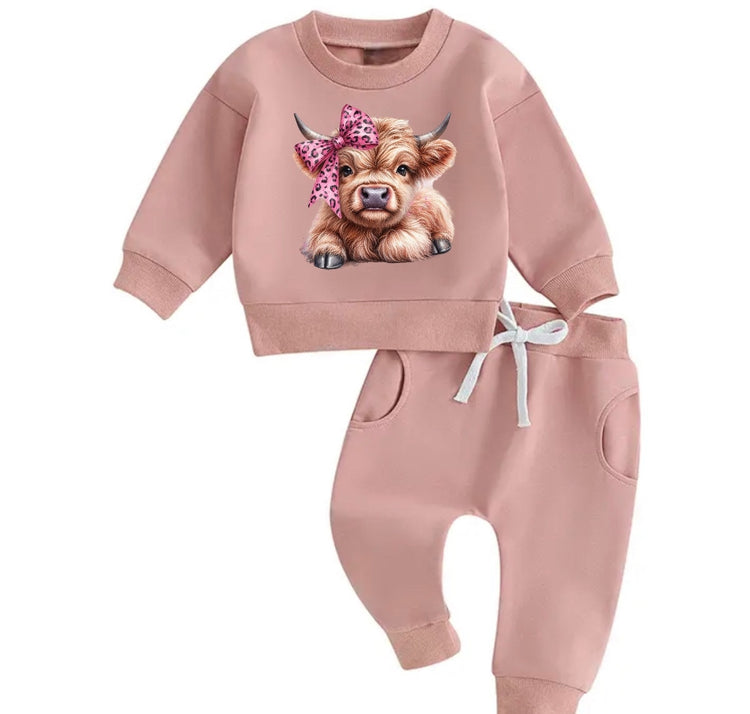 Western highland cow Baby Outfit sweatshirt and pants / baby clothes / baby girl / baby girl boy / baby shower / baby gift \ baby sweat /