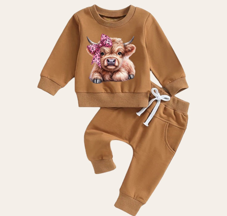 Western highland cow Baby Outfit sweatshirt and pants / baby clothes / baby girl / baby girl boy / baby shower / baby gift \ baby sweat /