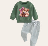 Western highland cow Baby Outfit sweatshirt and pants / baby clothes / baby girl / baby girl boy / baby shower / baby gift \ baby sweat /