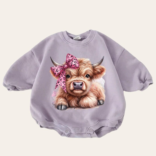 Western Highland cow baby Sweatshirt Romper / baby clothes / newborn sweat / baby girl / baby romper / baby gift / baby boy / infant