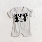 Baby boy ROMPER bodysuit, baby boy tshirt, newborn, cotton, baby boy onesie, infant, mamas boy, baby announcement, baby boy gift, baby retro