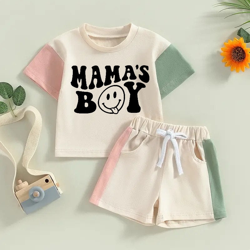 Retro Baby cotton color block toddler boy outfit, infant outfit , shirt , shorts , baby girl , baby clothes, baby shower, gift / baby gift