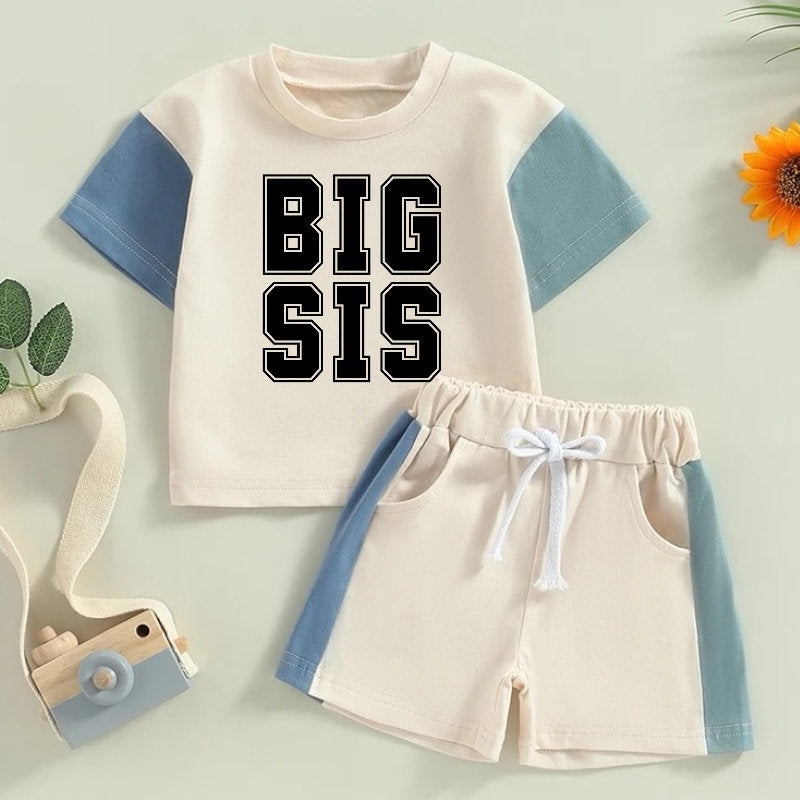 color block toddler and baby girl big sis outfit, infant outfit, baby shirt, baby girl , baby clothes, baby shower, gift baby gift, sister,