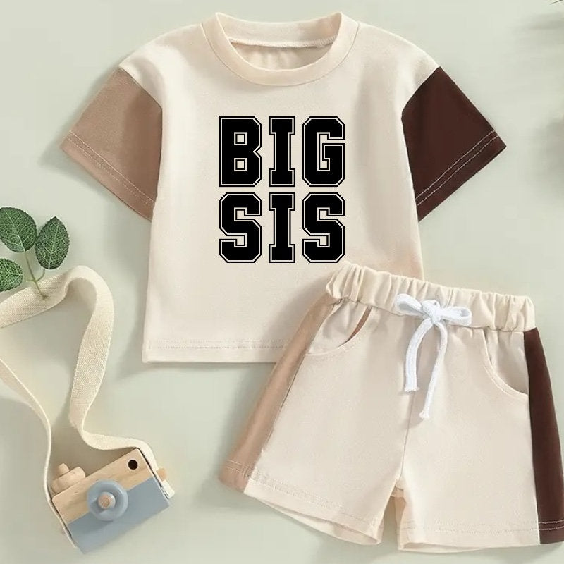 color block toddler and baby girl big sis outfit, infant outfit, baby shirt, baby girl , baby clothes, baby shower, gift baby gift, sister,