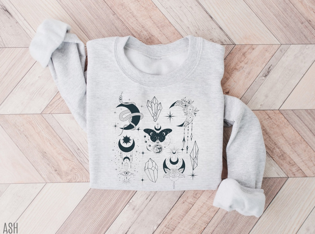 mystical sweatshirt - womens CREWNECK Sweatshirts & hoodies | women’s sweat / gift for her / sweater | moon | comfy / custom sweatshirt