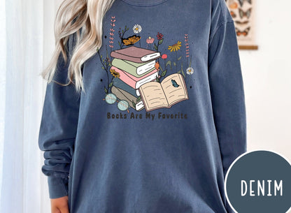 Books are my favorite, Reading Sweatshirt, Bookish Crewneck, Book Lover Gift, Books Pullover, Librarian Shirt,Reader Gift,Bookish