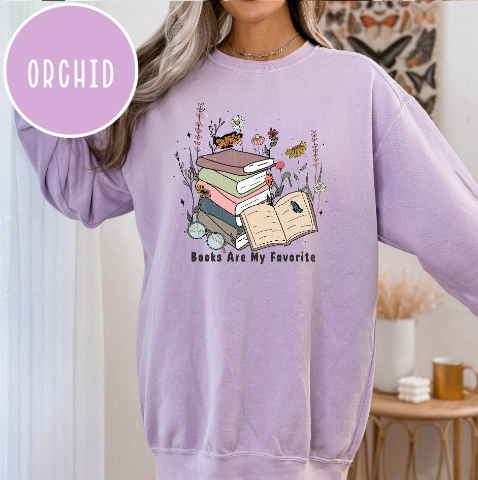 Books are my favorite, Reading Sweatshirt, Bookish Crewneck, Book Lover Gift, Books Pullover, Librarian Shirt,Reader Gift,Bookish