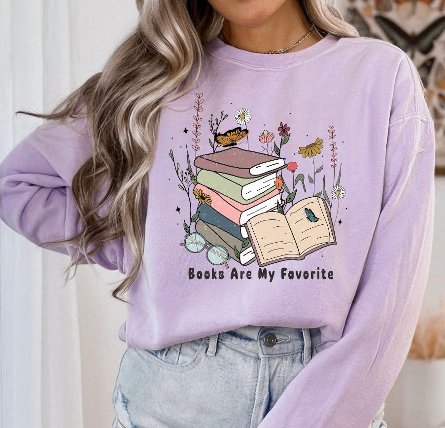 Books are my favorite, Reading Sweatshirt, Bookish Crewneck, Book Lover Gift, Books Pullover, Librarian Shirt,Reader Gift,Bookish