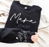 custom mama Sweatshirt with children name on sleeve, Personalized gift, gift for mom, mom sweatshirt, custom sweatshirt, women sweatshirt