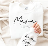 custom mama Sweatshirt with children name on sleeve, Personalized gift, gift for mom, mom sweatshirt, custom sweatshirt, women sweatshirt