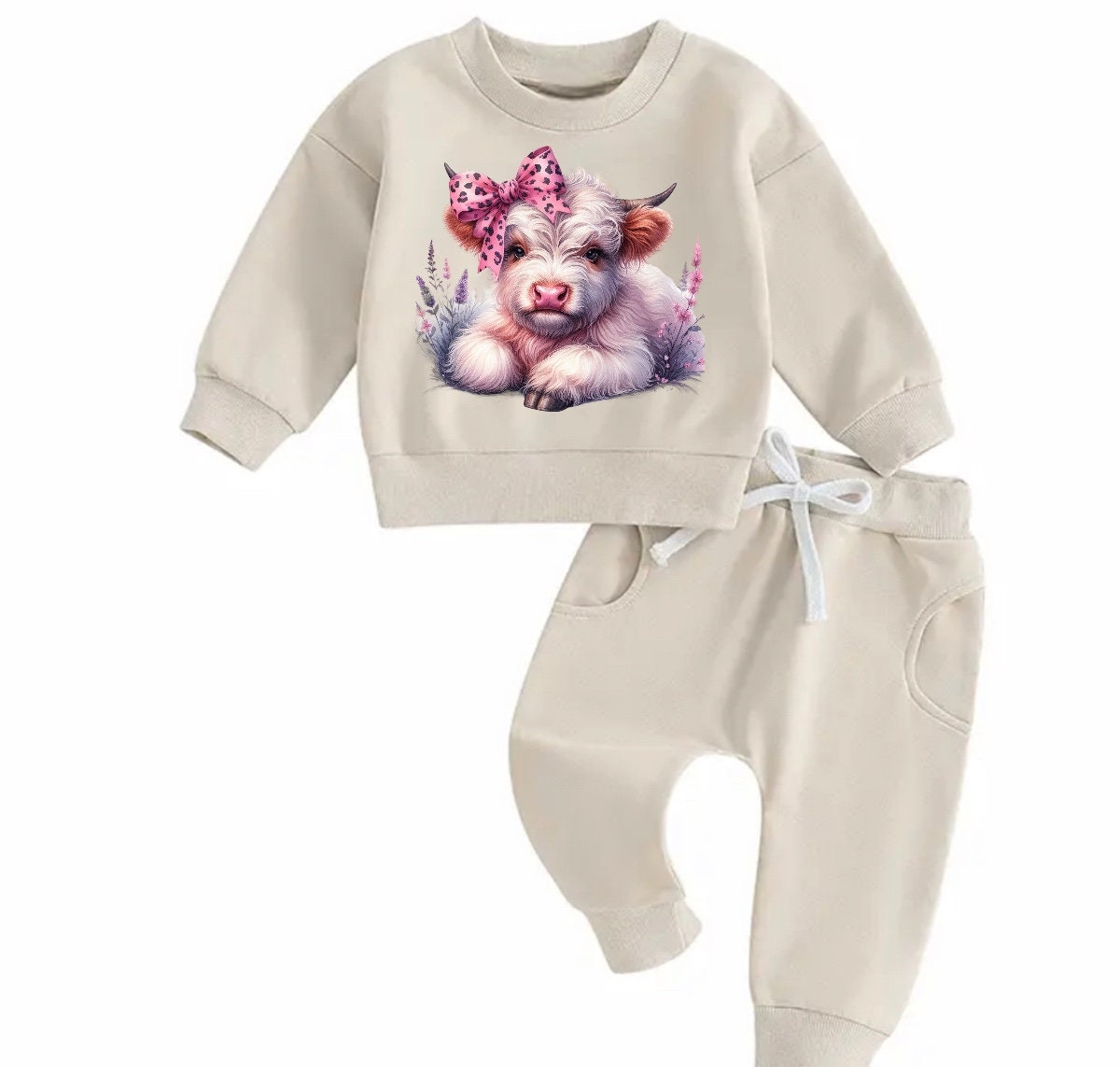 Western highland cow Baby Outfit sweatshirt and pants / baby clothes / baby girl / baby girl boy / baby shower / baby gift \ baby sweat /