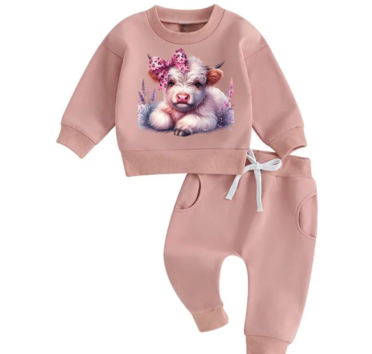 Western highland cow Baby Outfit sweatshirt and pants / baby clothes / baby girl / baby girl boy / baby shower / baby gift \ baby sweat /