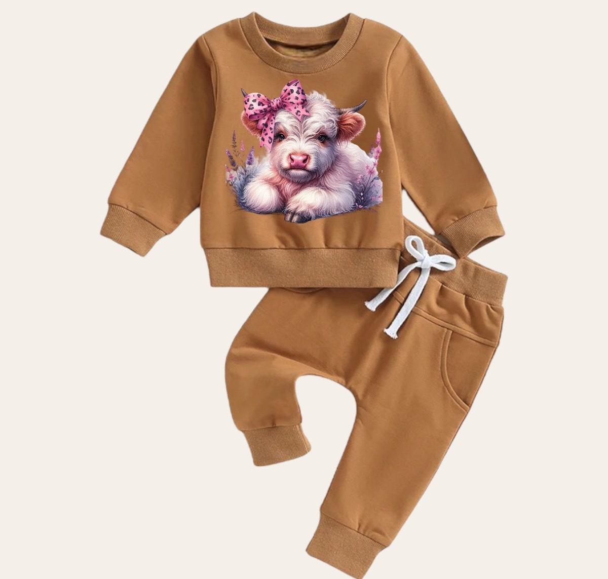 Western highland cow Baby Outfit sweatshirt and pants / baby clothes / baby girl / baby girl boy / baby shower / baby gift \ baby sweat /