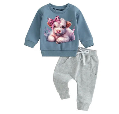 Western highland cow Baby Outfit sweatshirt and pants / baby clothes / baby girl / baby girl boy / baby shower / baby gift \ baby sweat /