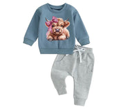 Western highland cow Baby Outfit sweatshirt and pants / baby clothes / baby girl / baby girl boy / baby shower / baby gift \ baby sweat /