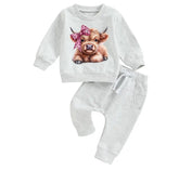 Western highland cow Baby Outfit sweatshirt and pants / baby clothes / baby girl / baby girl boy / baby shower / baby gift \ baby sweat /
