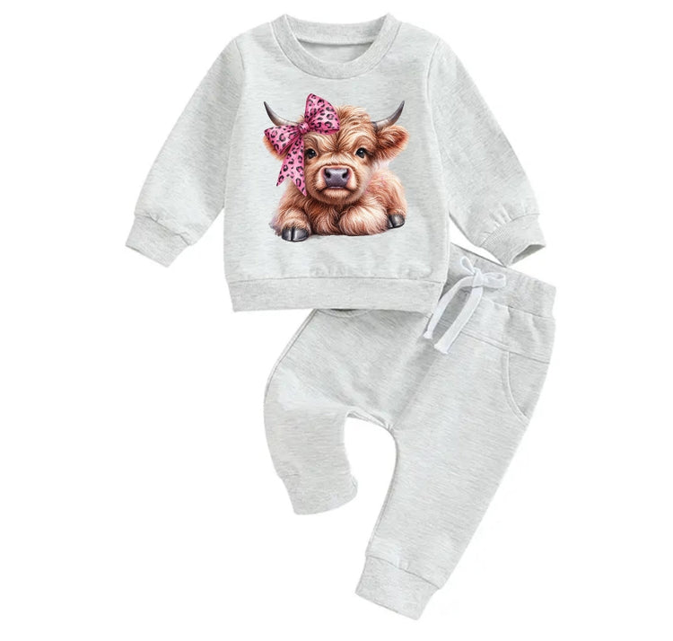 Western highland cow Baby Outfit sweatshirt and pants / baby clothes / baby girl / baby girl boy / baby shower / baby gift \ baby sweat /