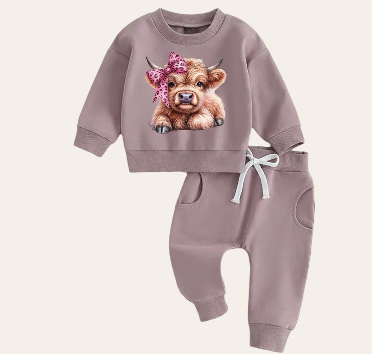 Western highland cow Baby Outfit sweatshirt and pants / baby clothes / baby girl / baby girl boy / baby shower / baby gift \ baby sweat /
