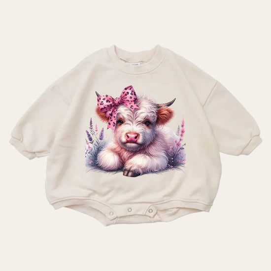 Western Highland cow baby Sweatshirt Romper / baby clothes / newborn sweat / baby girl / baby romper / baby gift / baby boy / infant