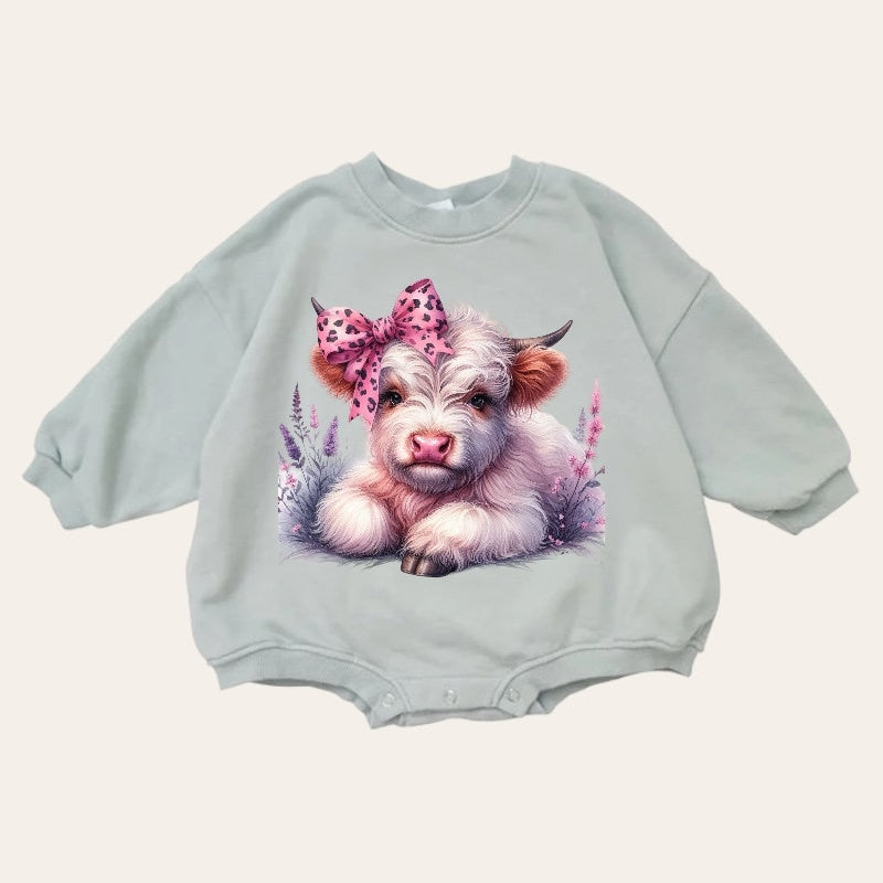 Western Highland cow baby Sweatshirt Romper / baby clothes / newborn sweat / baby girl / baby romper / baby gift / baby boy / infant