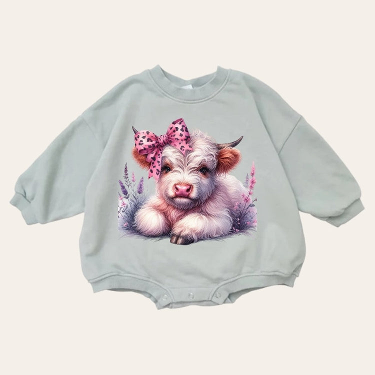 Western Highland cow baby Sweatshirt Romper / baby clothes / newborn sweat / baby girl / baby romper / baby gift / baby boy / infant
