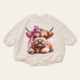 Western Highland cow baby Sweatshirt Romper / baby clothes / newborn sweat / baby girl / baby romper / baby gift / baby boy / infant