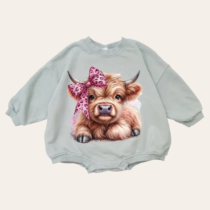 Western Highland cow baby Sweatshirt Romper / baby clothes / newborn sweat / baby girl / baby romper / baby gift / baby boy / infant
