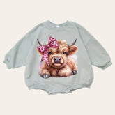 Western Highland cow baby Sweatshirt Romper / baby clothes / newborn sweat / baby girl / baby romper / baby gift / baby boy / infant