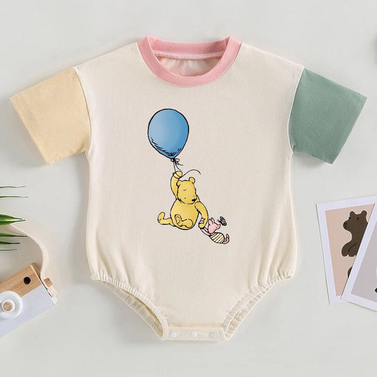 Newborn baby Pooh SHORT sleeve ROMPER bodysuit, Crewneck, baby boy clothes, cotton clothes SOFT, infant, baby girl clothes