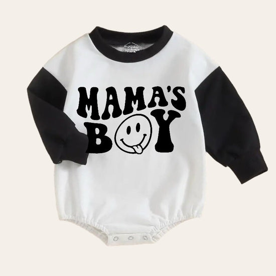 mamas boy Oversized Sweatshirt Romper, baby clothes, baby sweatshirt, bubble, baby sweater, baby gift, baby shower, baby boy gift, retro