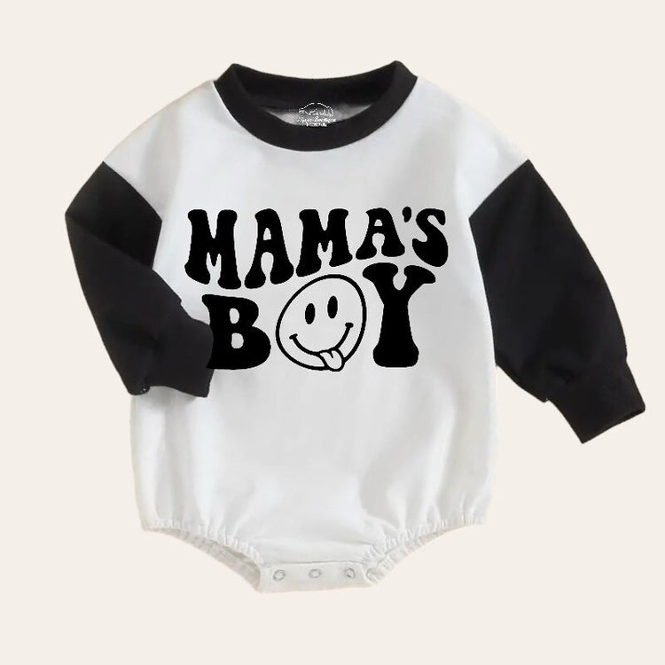 mamas boy Oversized Sweatshirt Romper, baby clothes, baby sweatshirt, bubble, baby sweater, baby gift, baby shower, baby boy gift, retro